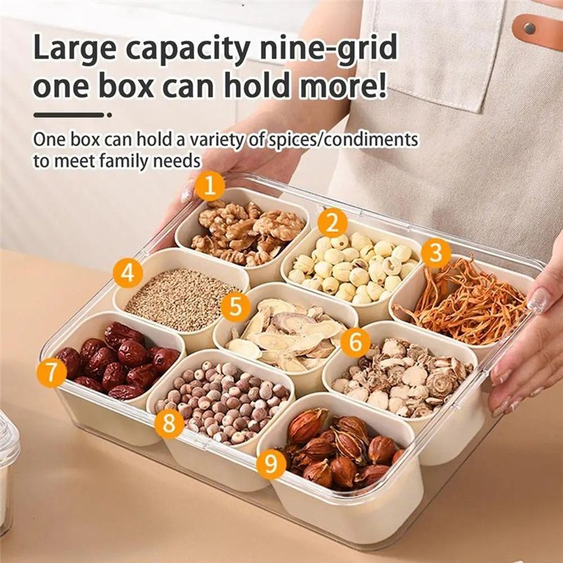 Food Snacks Candy - 9 Compartments Divided Serving Tray With