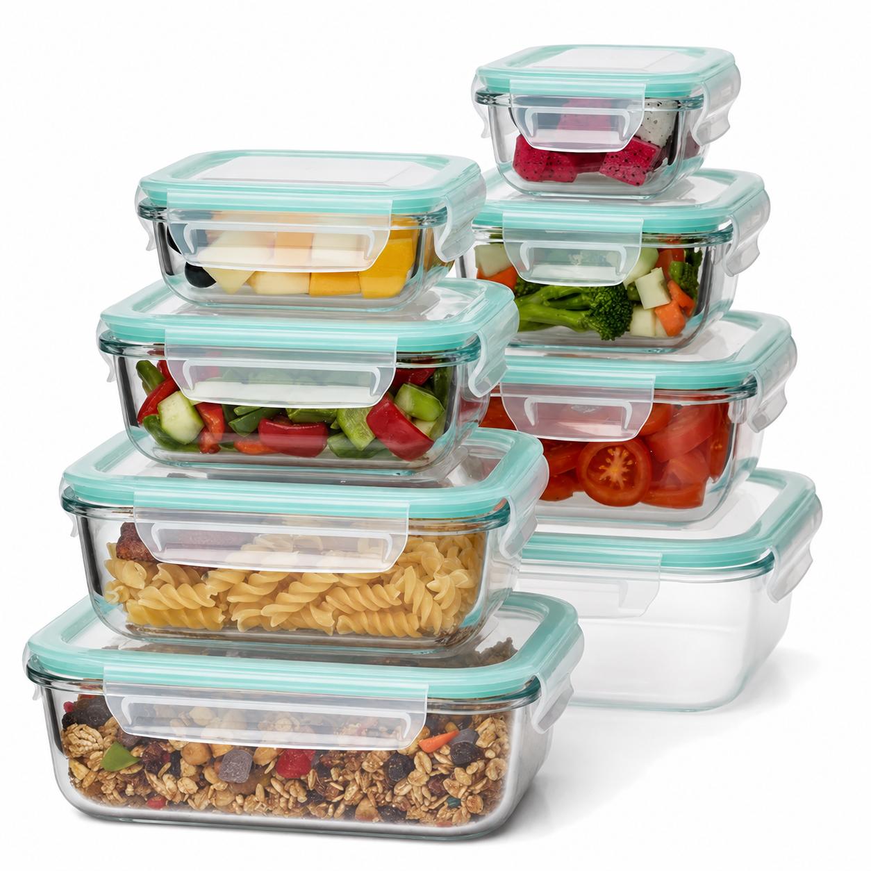 Food Prep Snacks - 8Pcs Borosilicate Glass Food Storage Containers