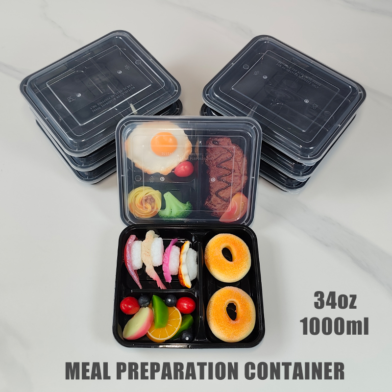 Food Prep Snacks - 3-Compartment 34 Oz/1000 Ml, 12/35 Pieces,