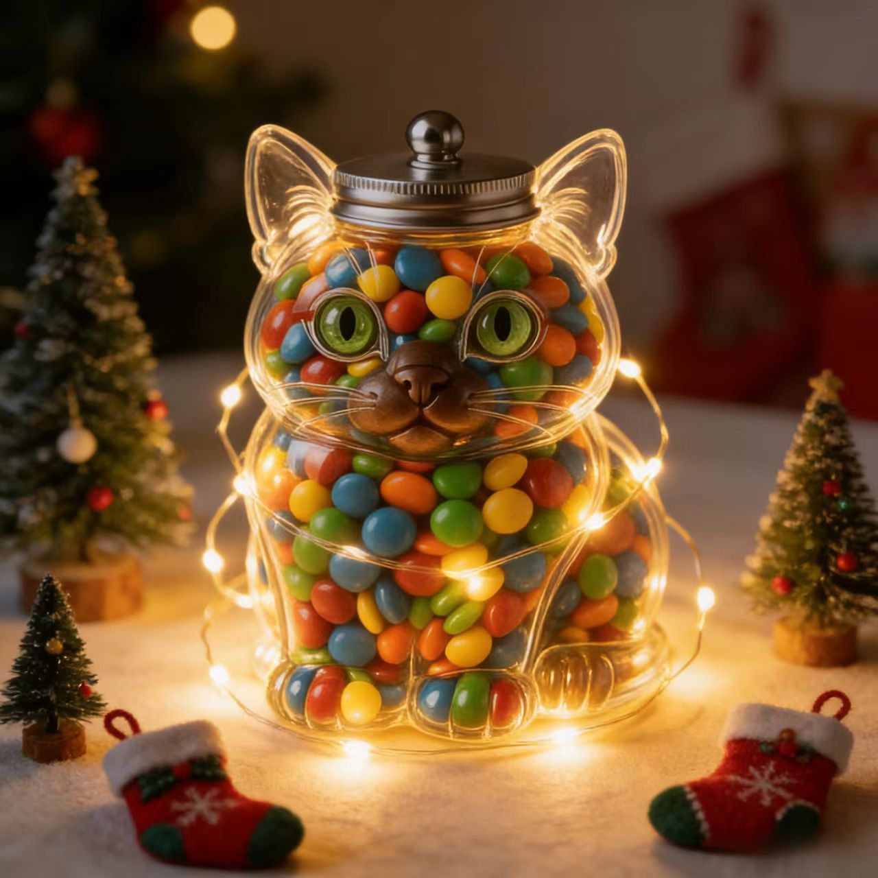 Cute Cat Shaped Glass Candy Ja - огляд і ціна Food Snacks Candy