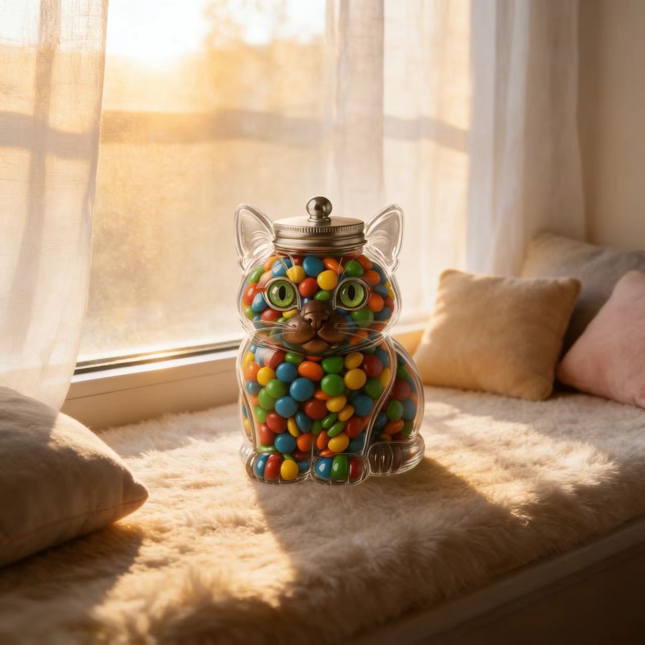 Cute Cat Shaped Glass Candy Ja - огляд і ціна Food Snacks Candy