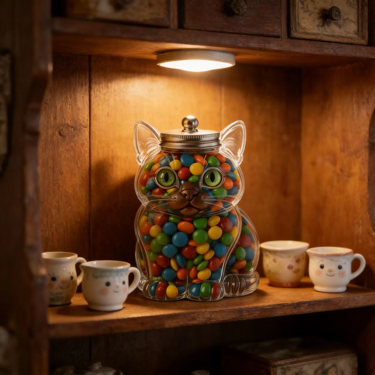Cute Cat Shaped Glass Candy Ja - огляд і ціна Food Snacks Candy