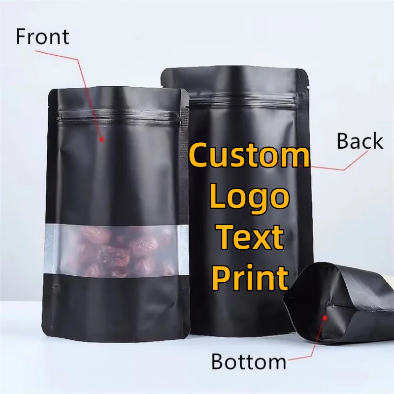 100PCS Stand-up Matte Black Al - огляд і ціна Food Snacks For School