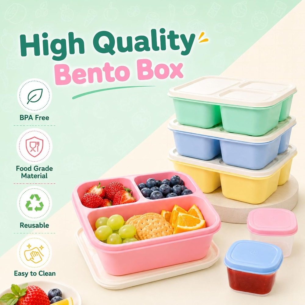 3 Compartment Bento Box Snack  - огляд і ціна Food And Snacks For Picnic