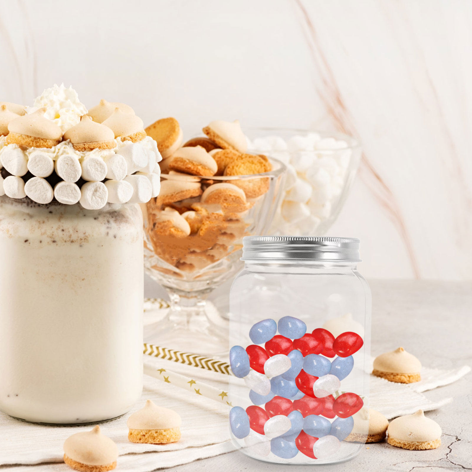 4Pcs Clear Plastic Mason Jars  - огляд і ціна Food Snacks Candy