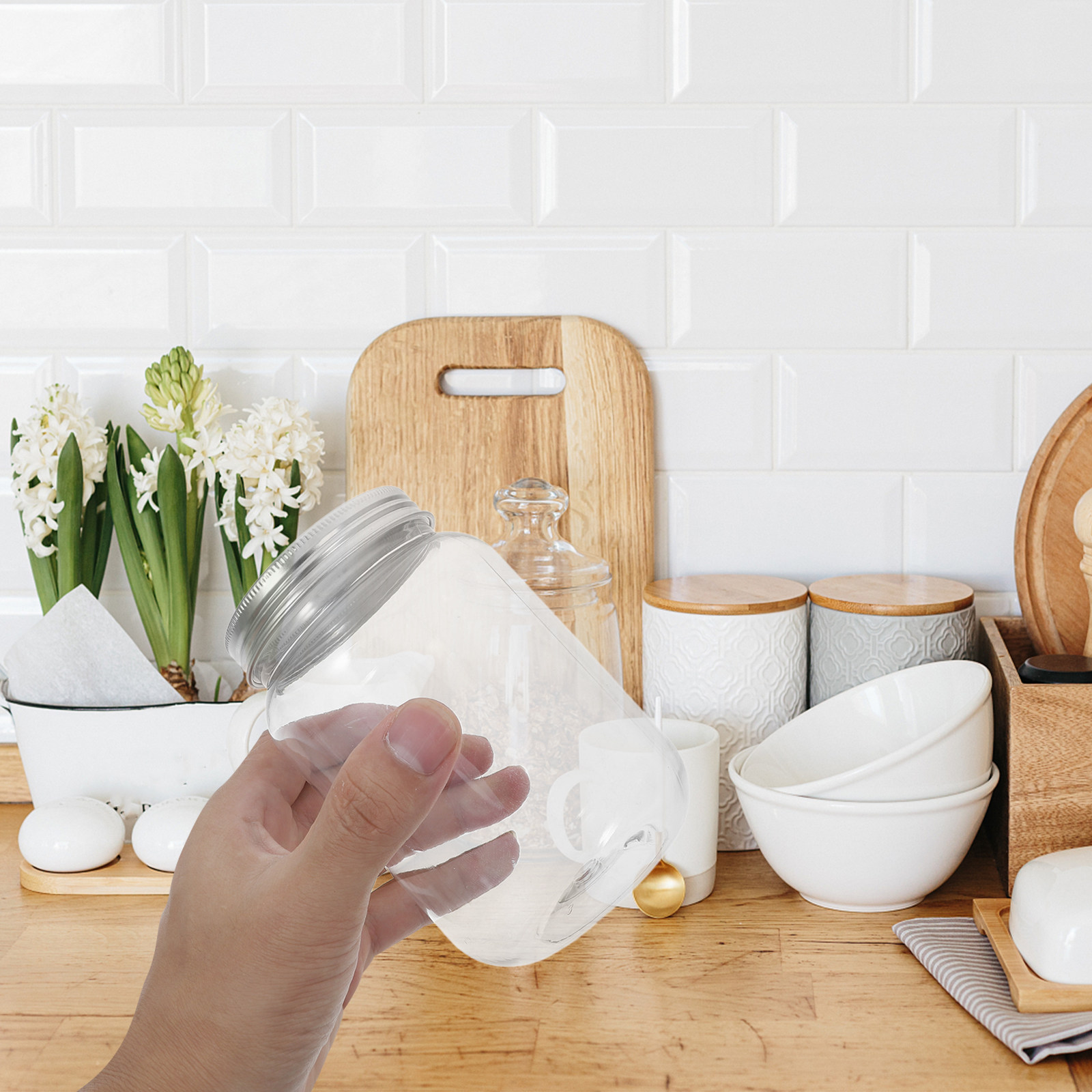 4Pcs Clear Plastic Mason Jars  - огляд і ціна Food Snacks Candy