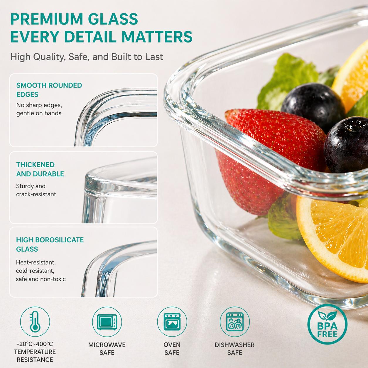 8Pcs Borosilicate Glass Food S - огляд і ціна Food Prep Snacks